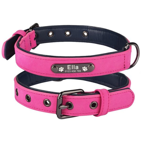 collier chien rose fluo personnalisé - animal lovers