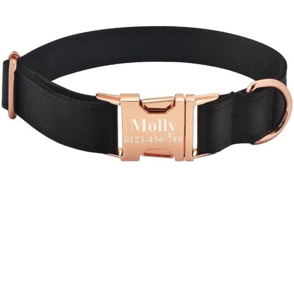 collier chien tissu personnalisé noir