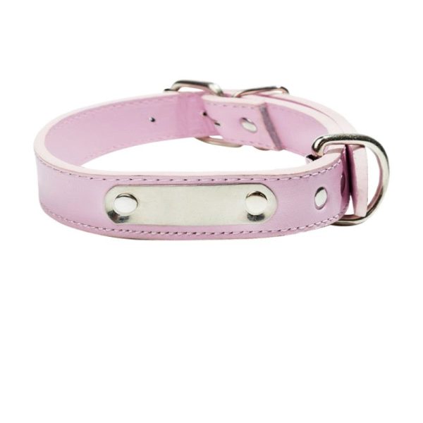 collier pour chien en cuir rose personnalisé - animal lovers